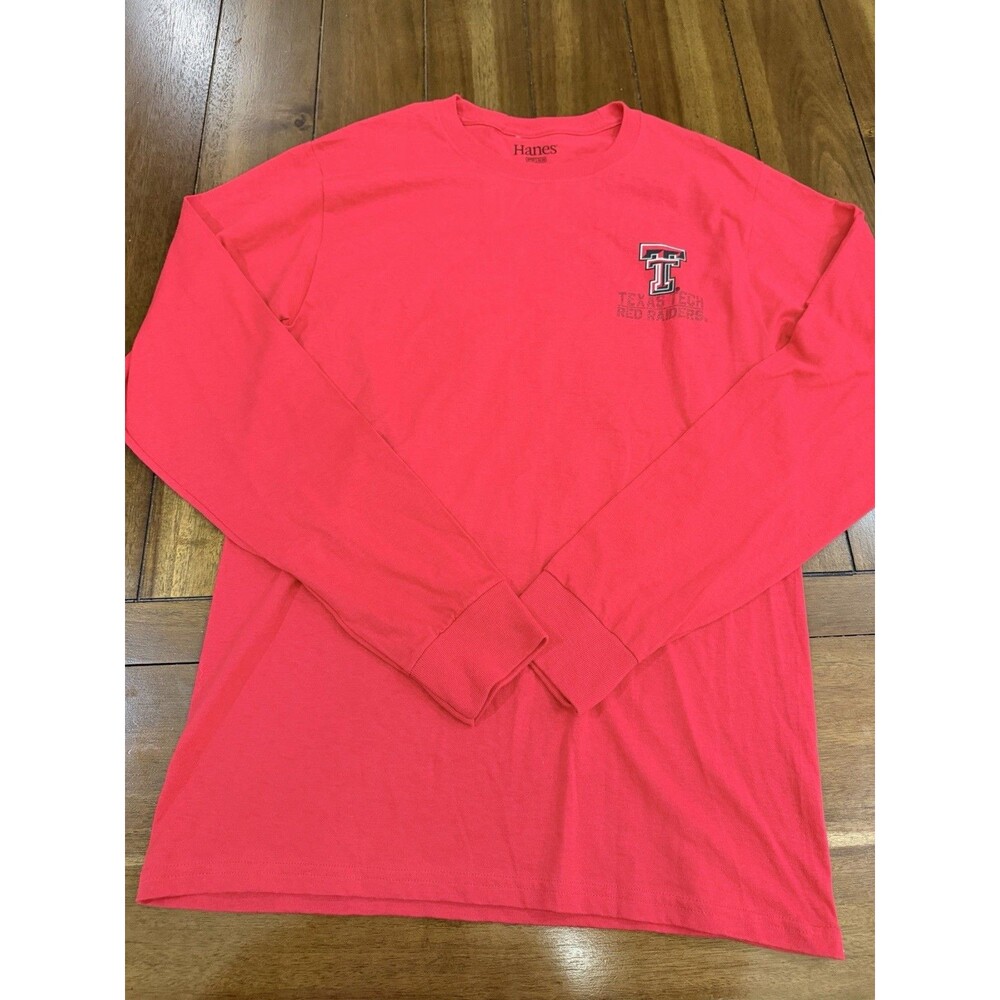 Hanes Texas Tech Red Raiders Long Sleeve T-Shirt Small S Red Double T Vintage